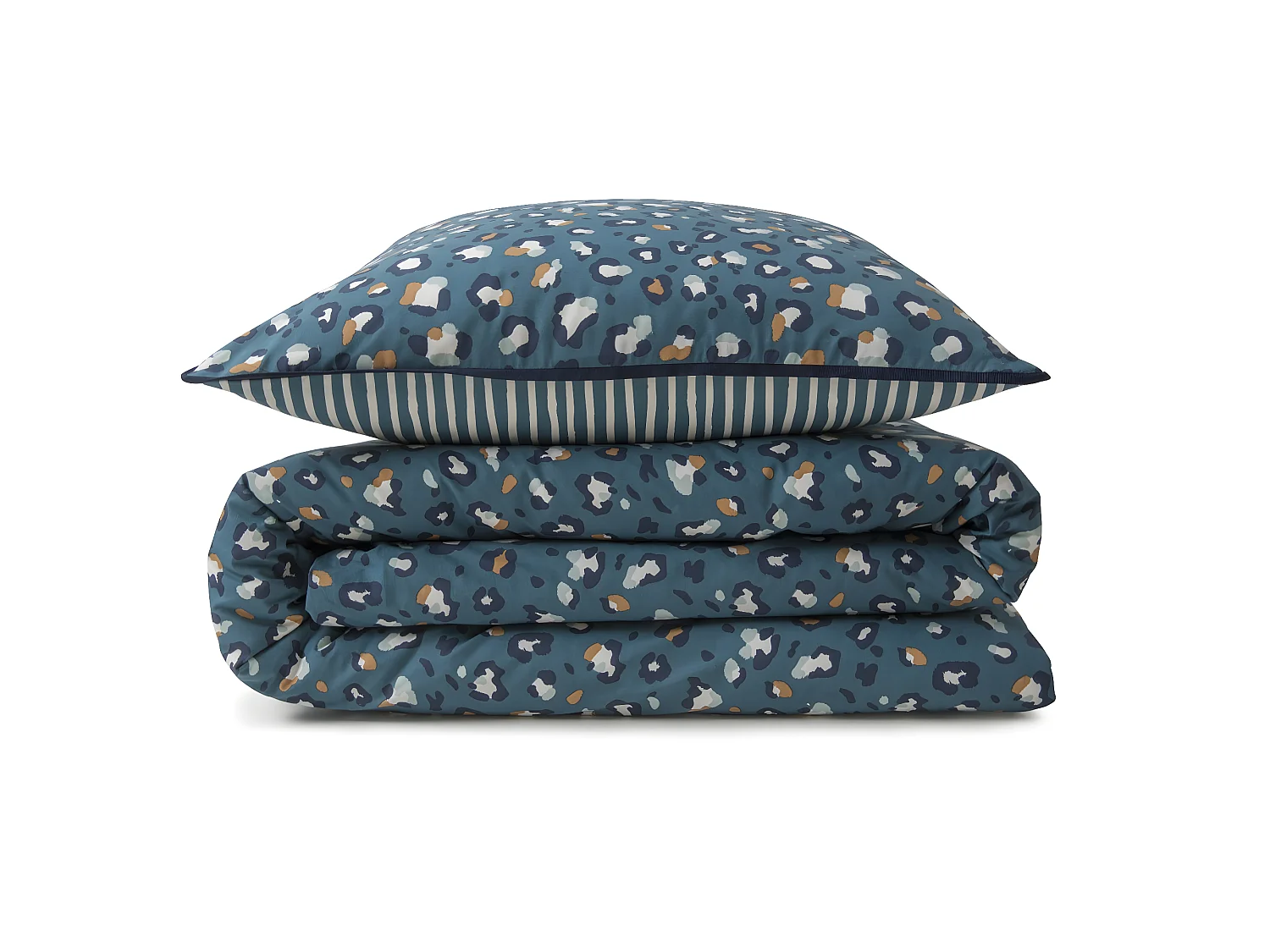 Parure de lit 2 personnes imprimé léopard réversible rayé 260x240cm