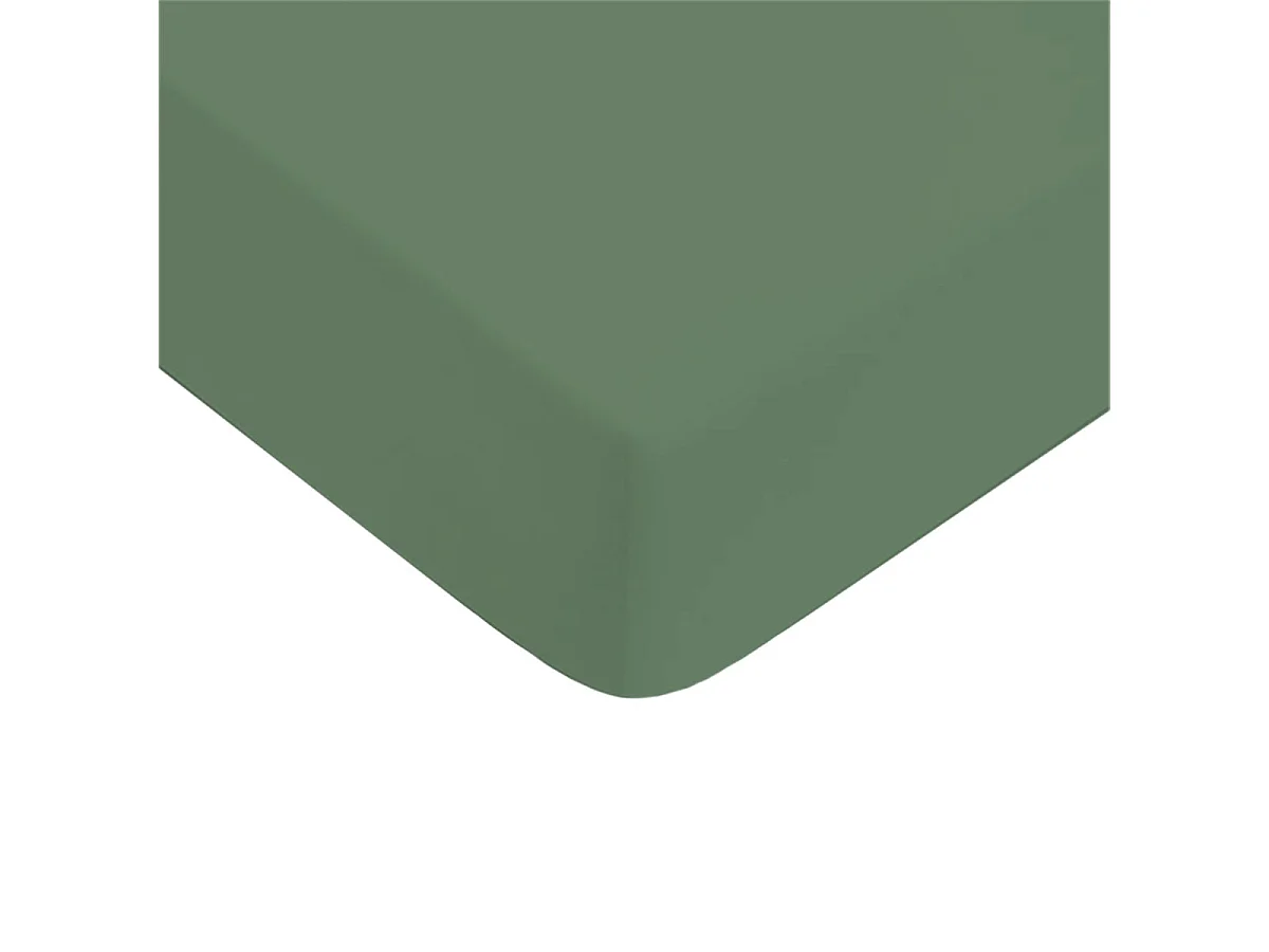 Drap housse uni en coton 57 fils eucalyptus 140x200cm