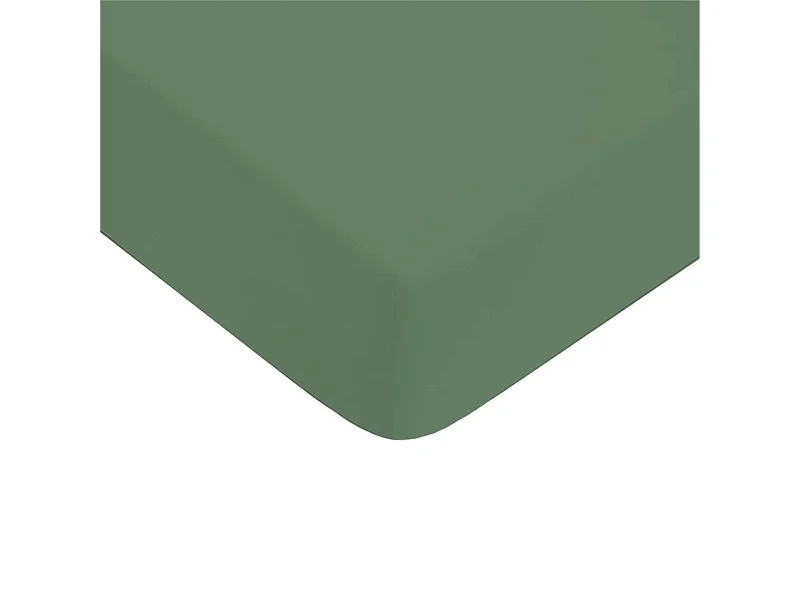 Drap housse uni en coton 57 fils eucalyptus 140x200cm