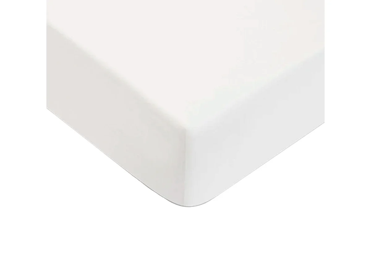 Drap housse uni en coton 57 fils blanc 140x200cm