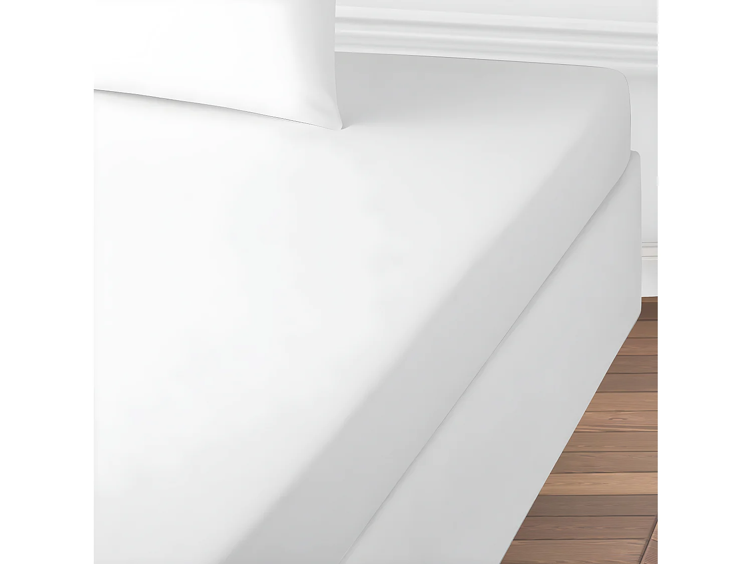 Drap housse uni en coton 57 fils blanc 180x200cm