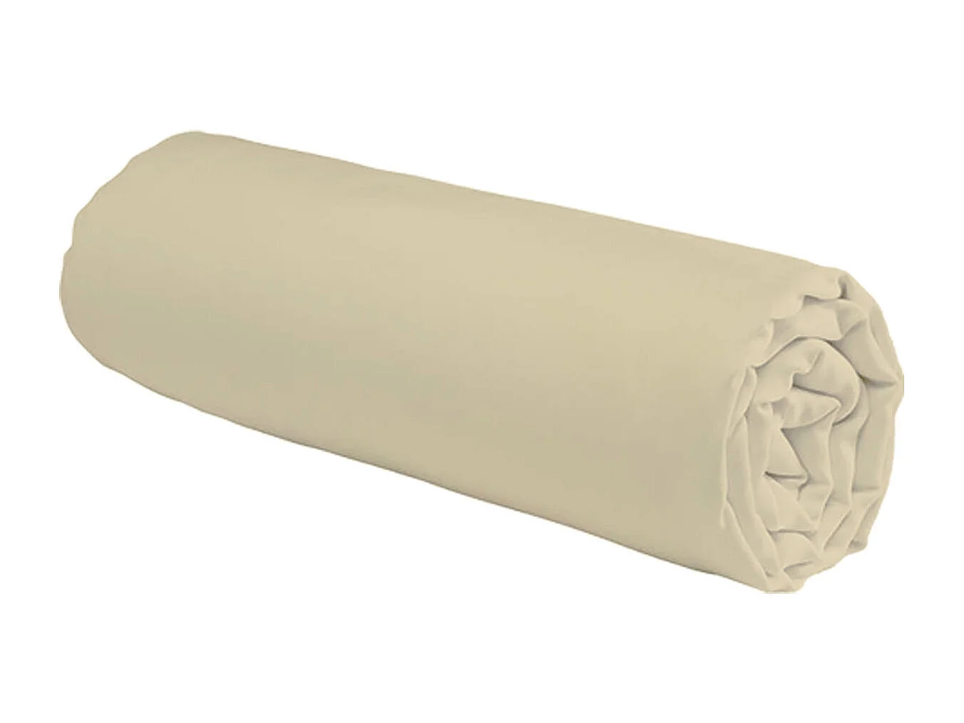 Drap housse uni en coton 57 fils beige 180x200cm