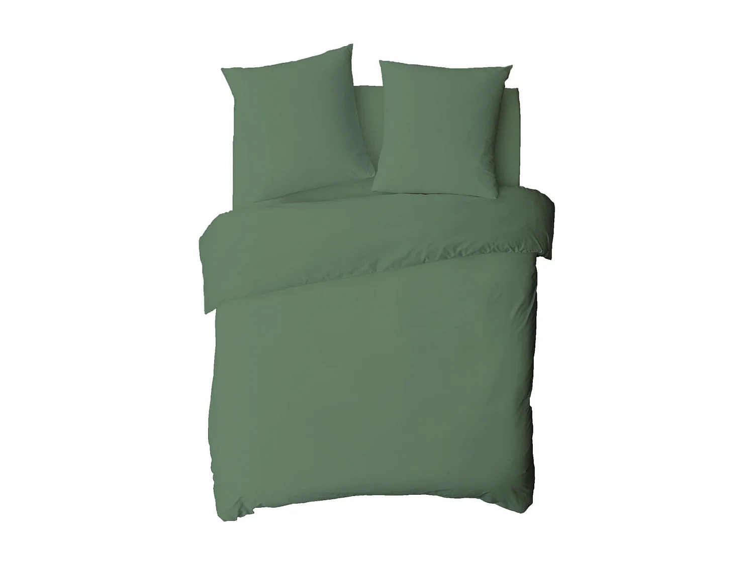 Drap housse uni en coton 57 fils eucalyptus 160x200cm
