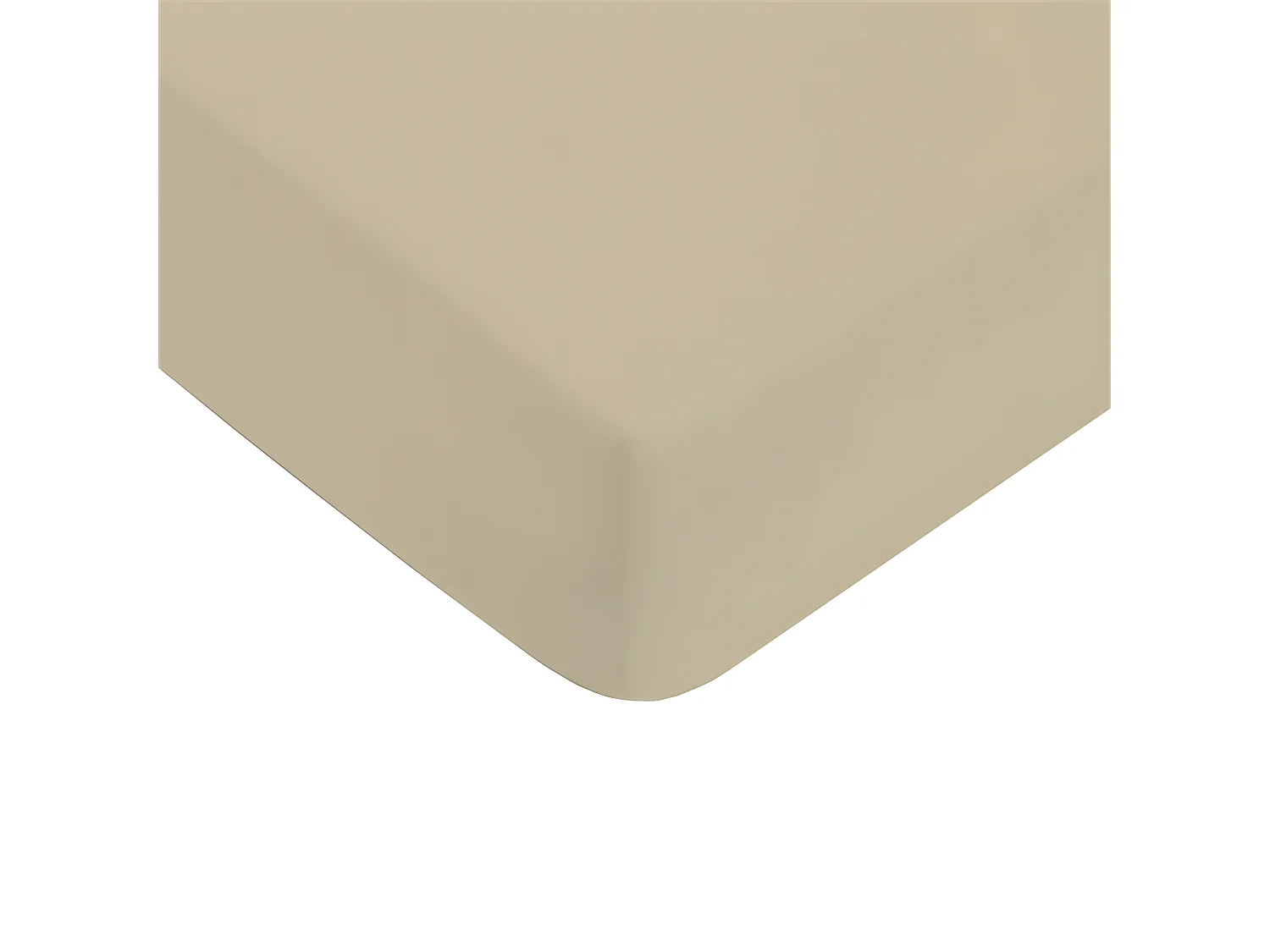 Drap housse uni en coton 57 fils beige 160x200cm