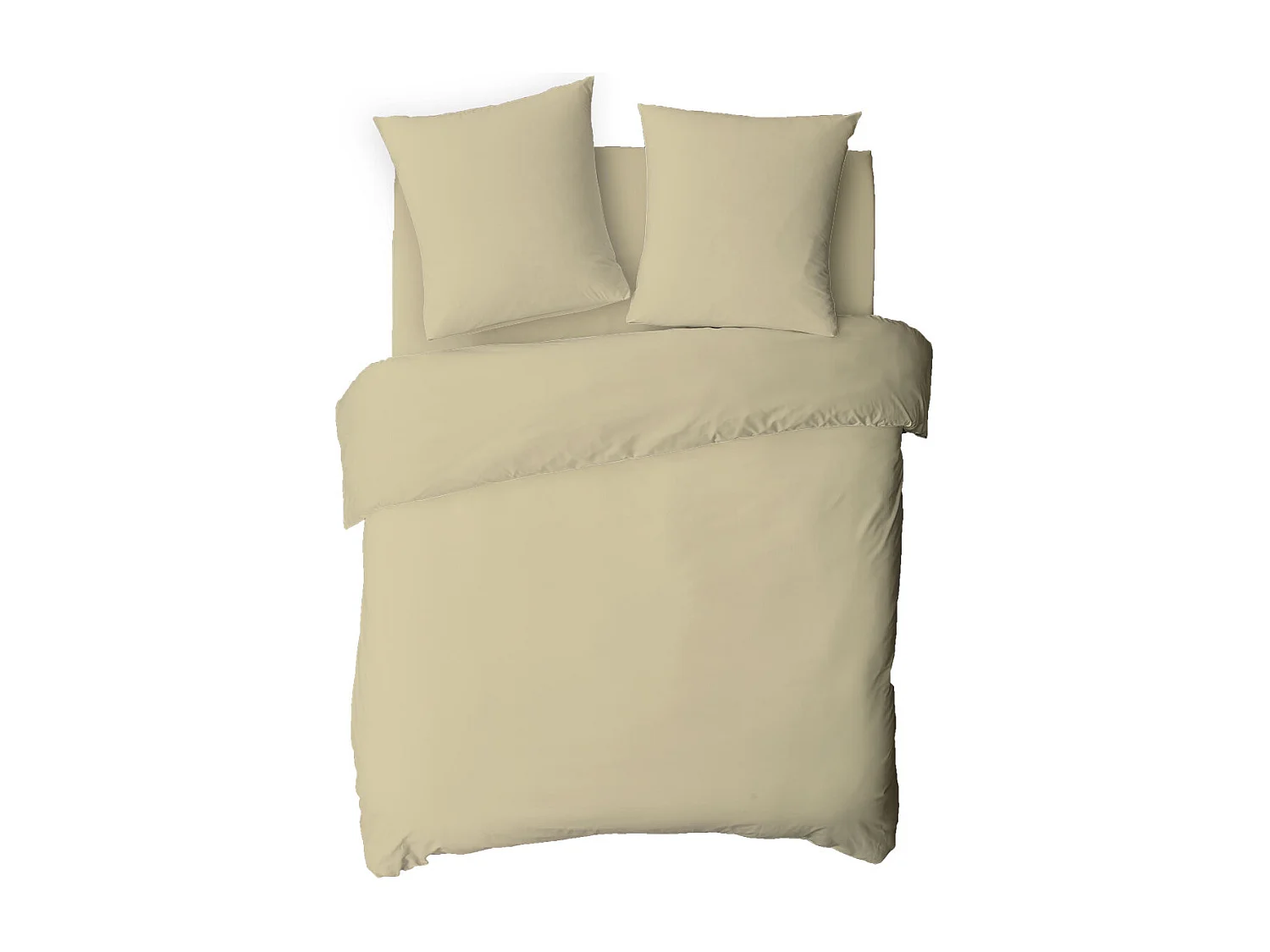 Drap housse uni en coton 57 fils beige 160x200cm