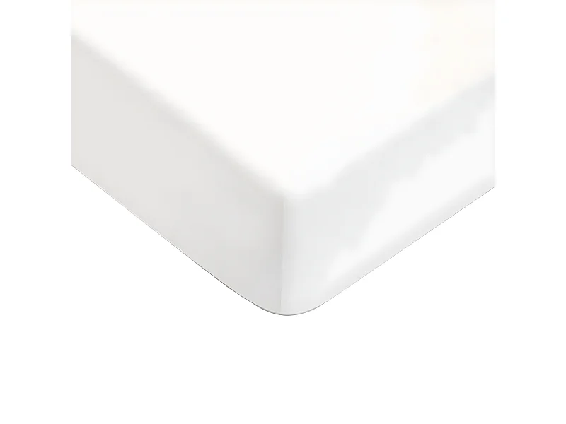 Drap housse uni en coton 57 fils blanc 160x200cm