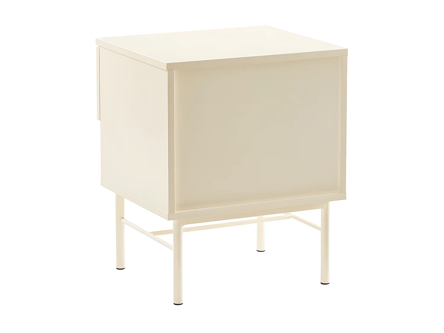 Molly - Table de chevet 1 tiroir, 1 niche en bois et métal - Crème