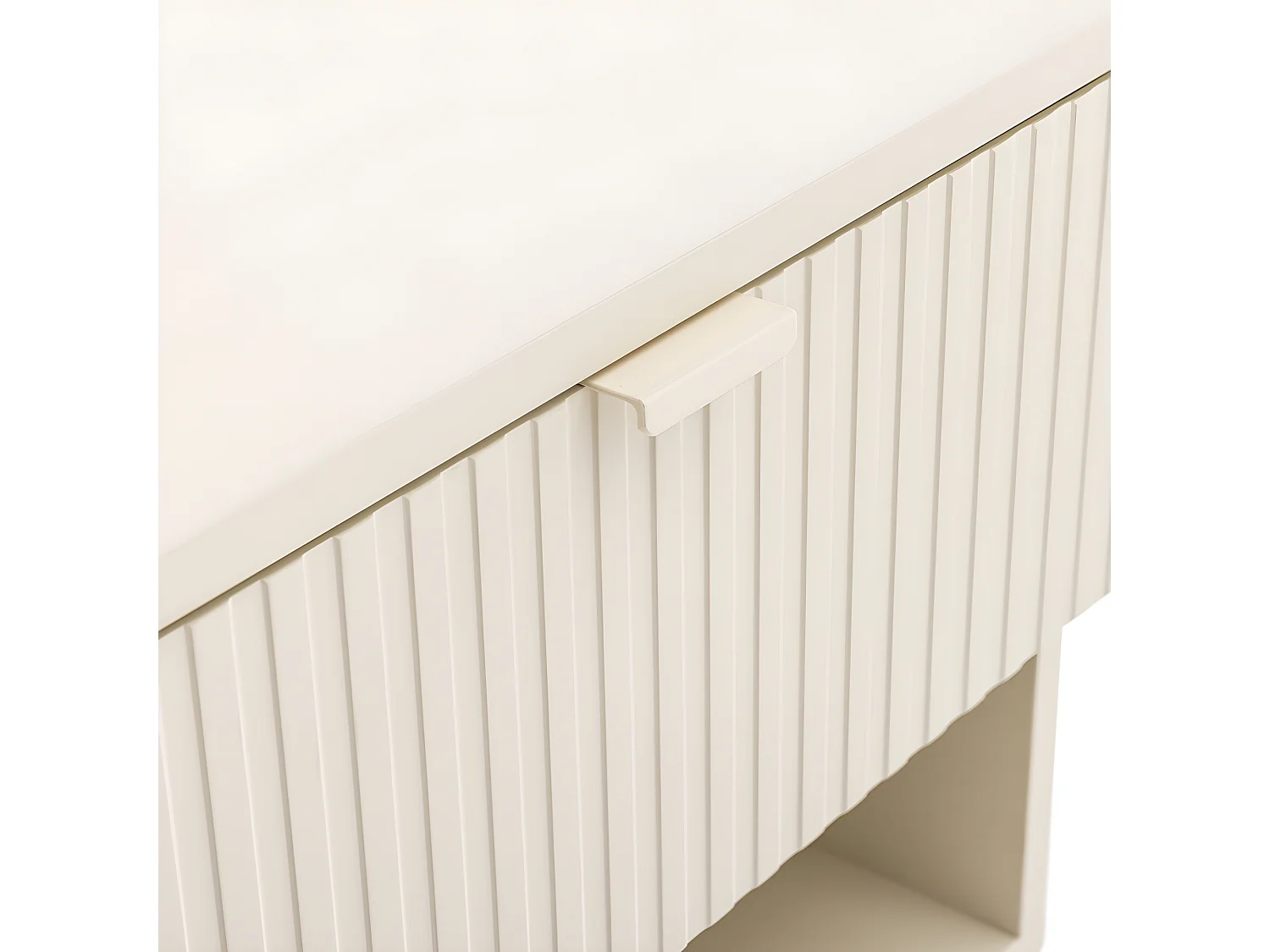 Molly - Table de chevet 1 tiroir, 1 niche en bois et métal - Crème