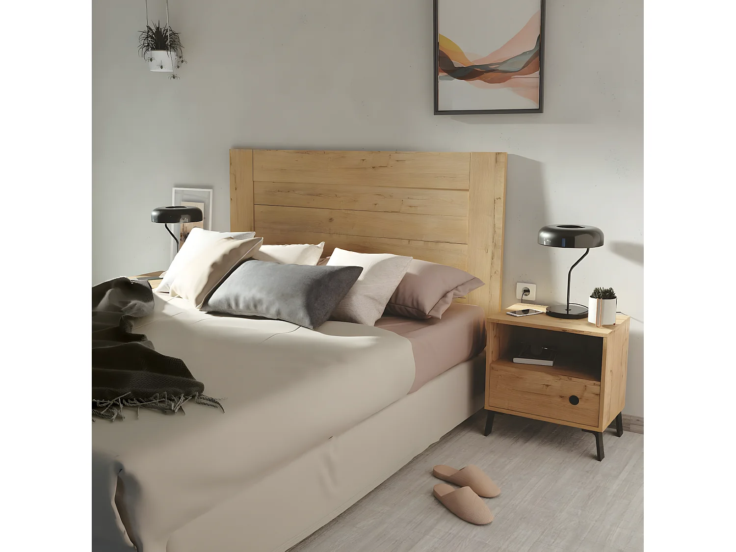 Tête de lit coloris chêne doré - Longueur 164  x Profondeur 2,2 x hauteur 106 cm