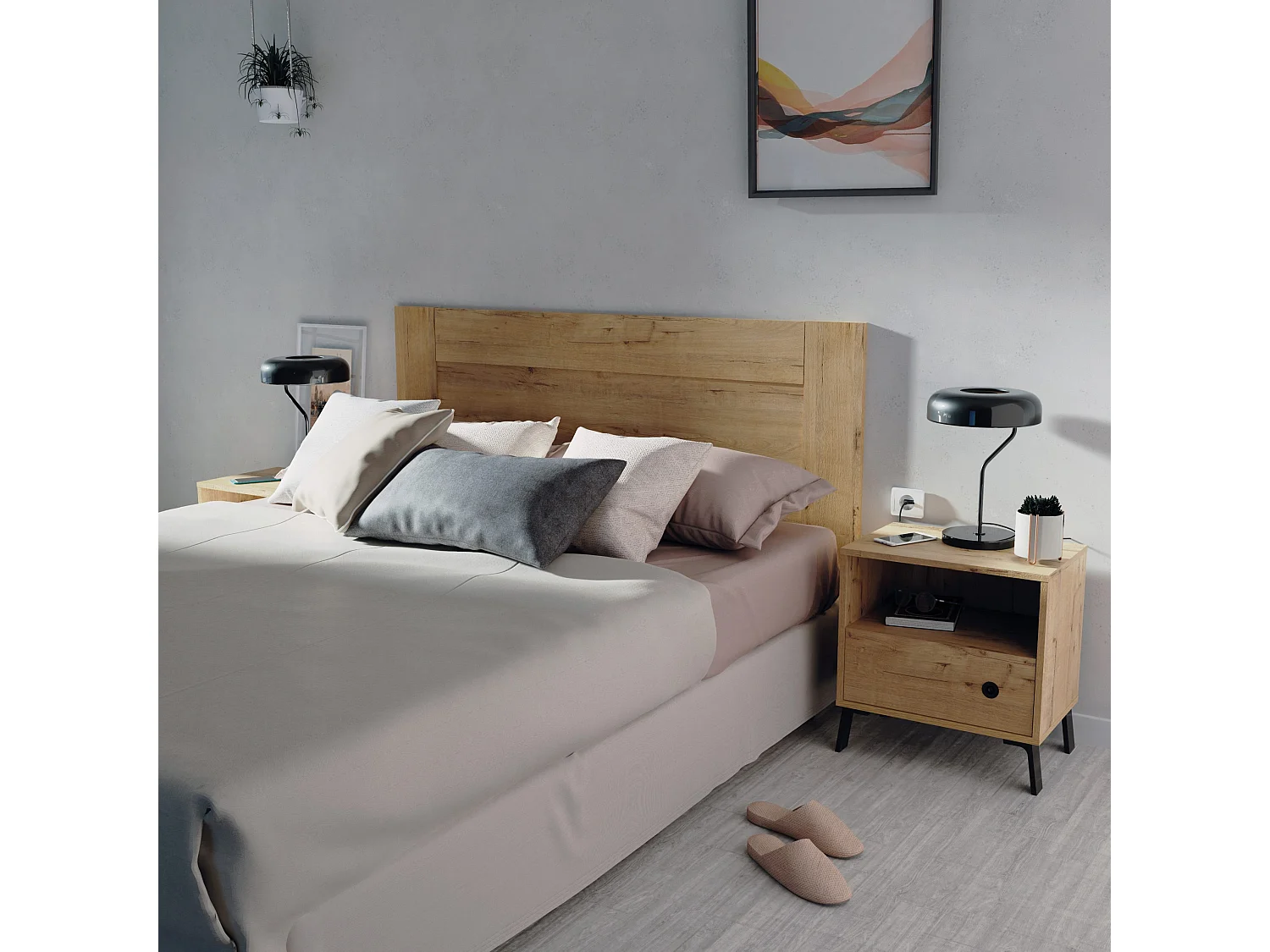 Tête de lit coloris chêne doré - Longueur 164  x Profondeur 2,2 x hauteur 106 cm