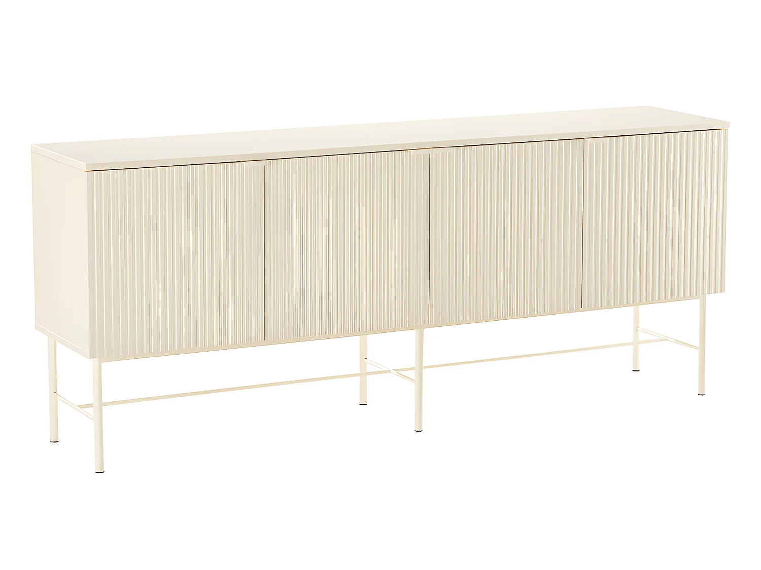 Molly - Buffet 4 portes en bois et métal L180cm - Crème