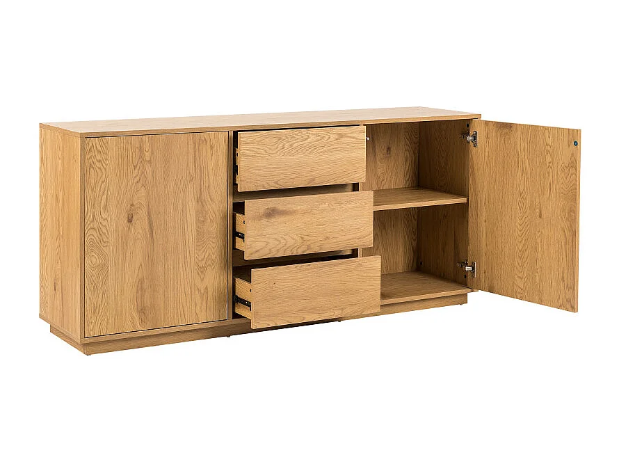 Since - Buffet 2 portes, 3 tiroirs en bois L180cm - Bois clair
