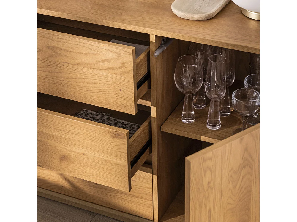 Since - Buffet 2 portes, 3 tiroirs en bois L180cm - Bois clair