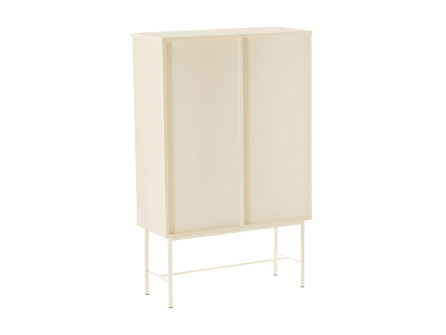 Molly - Buffet haut 1 porte, 3 niches en bois et métal H130cm - Crème