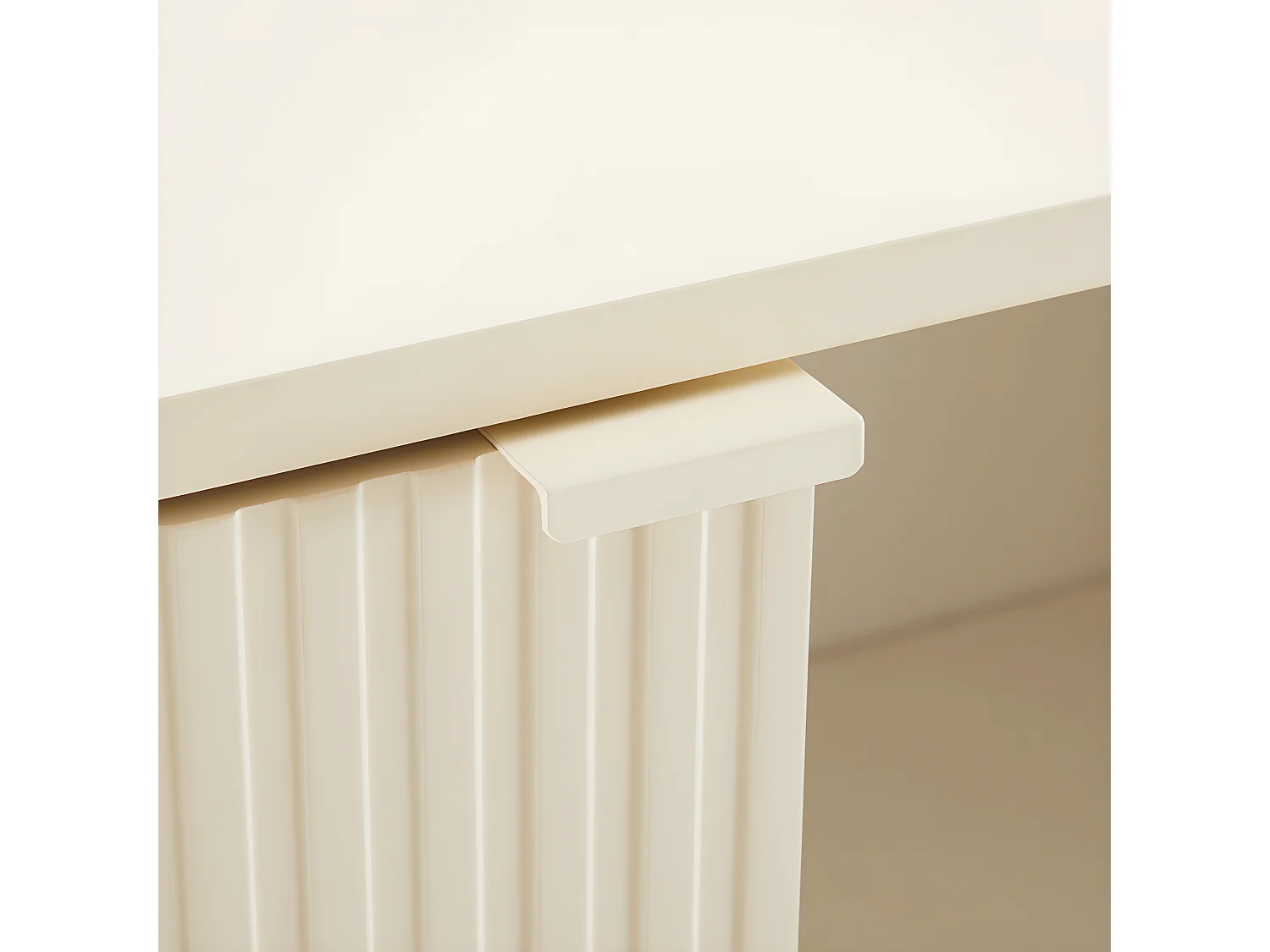 Molly - Buffet haut 1 porte, 3 niches en bois et métal H130cm - Crème