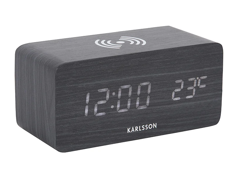 Weckerblock mit Telefonladegerät-LED - Schwarz