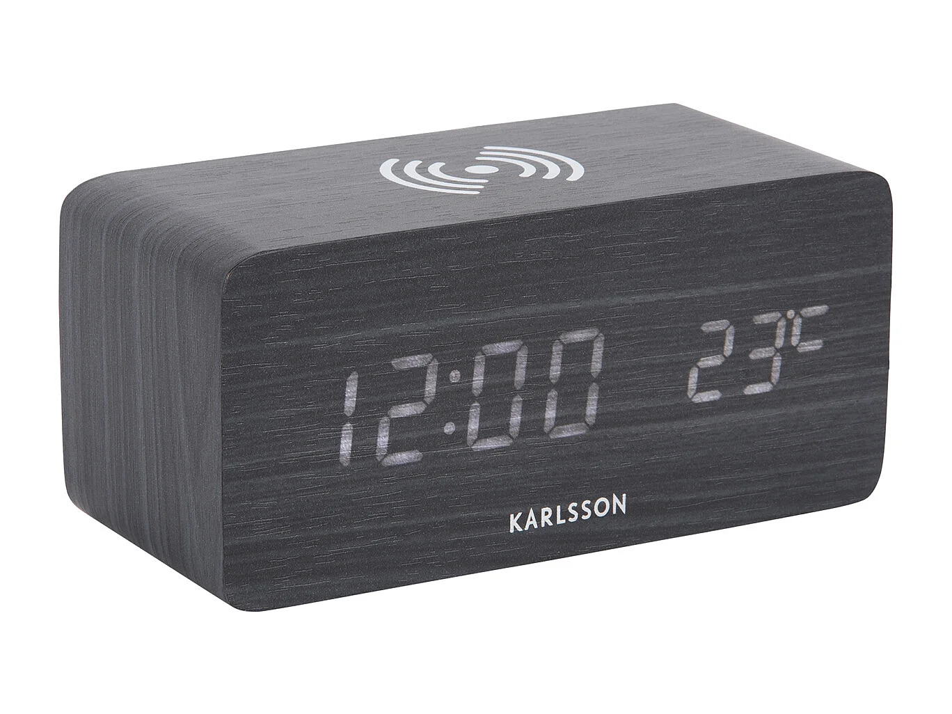 Wekker Block w. Phone Charger LED - Zwart