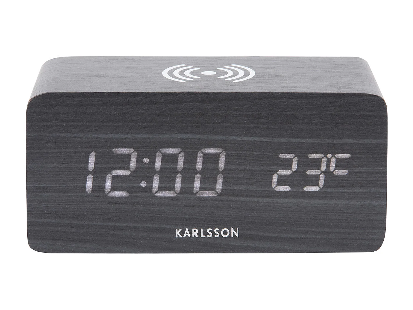 Wekker Block w. Phone Charger LED - Zwart