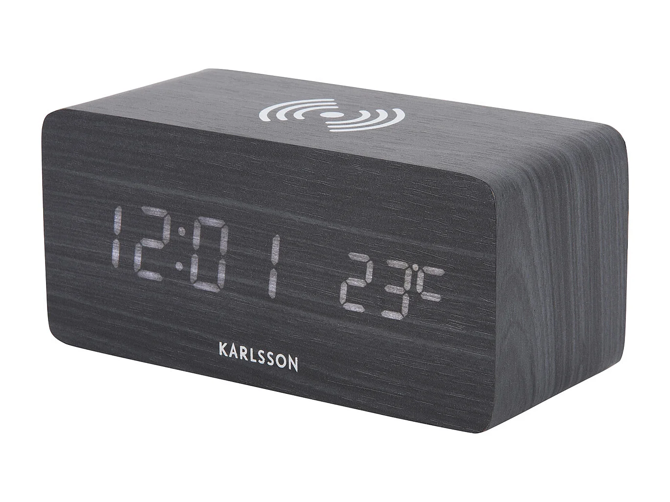 Wekker Block w. Phone Charger LED - Zwart