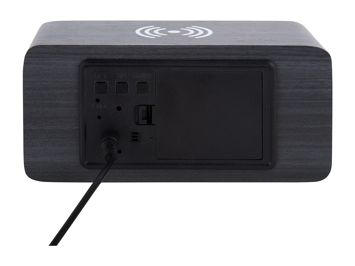 Wekker Block w. Phone Charger LED - Zwart