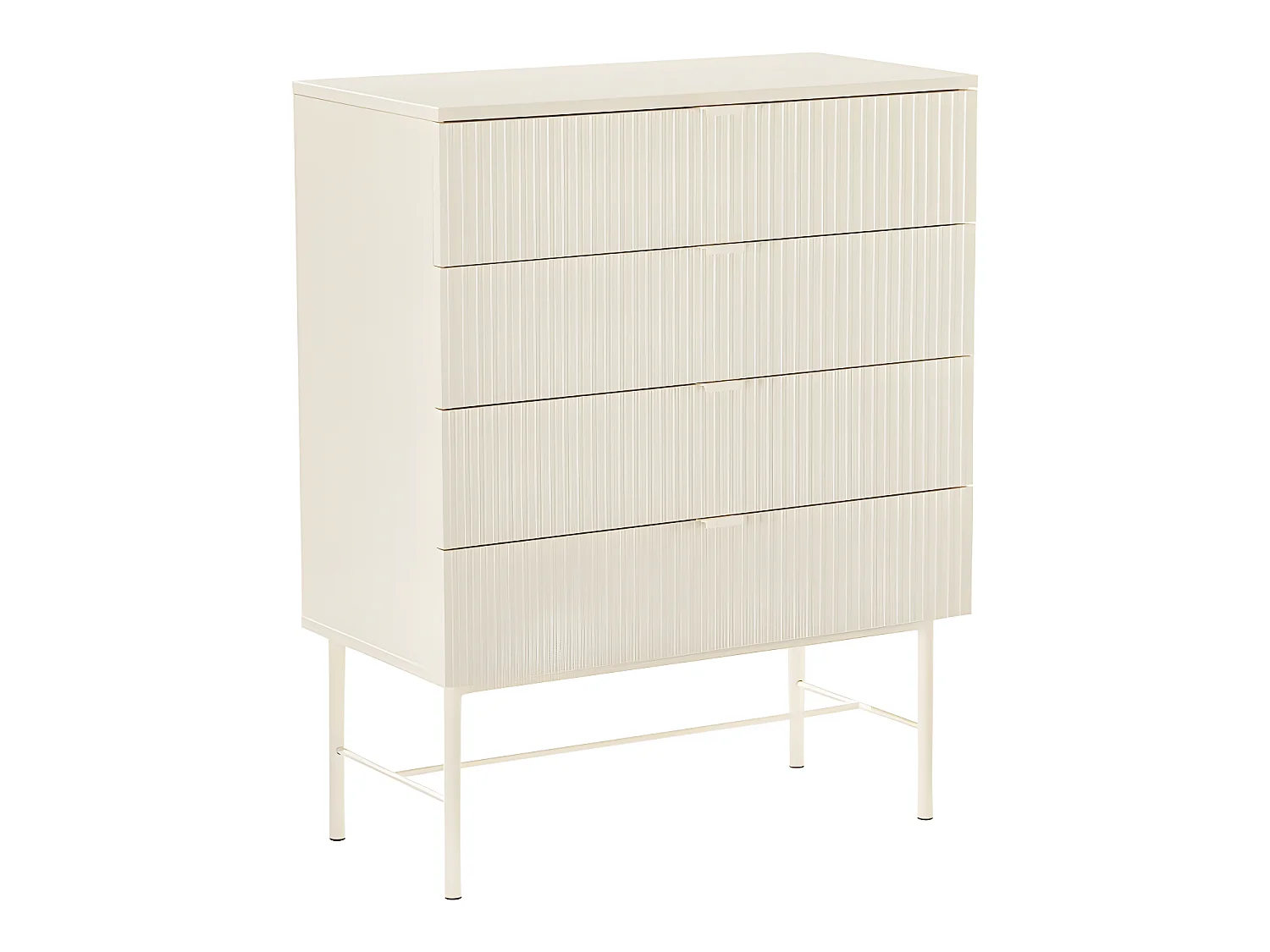 Molly - Commode 4 tiroirs en bois et métal L79cm - Crème