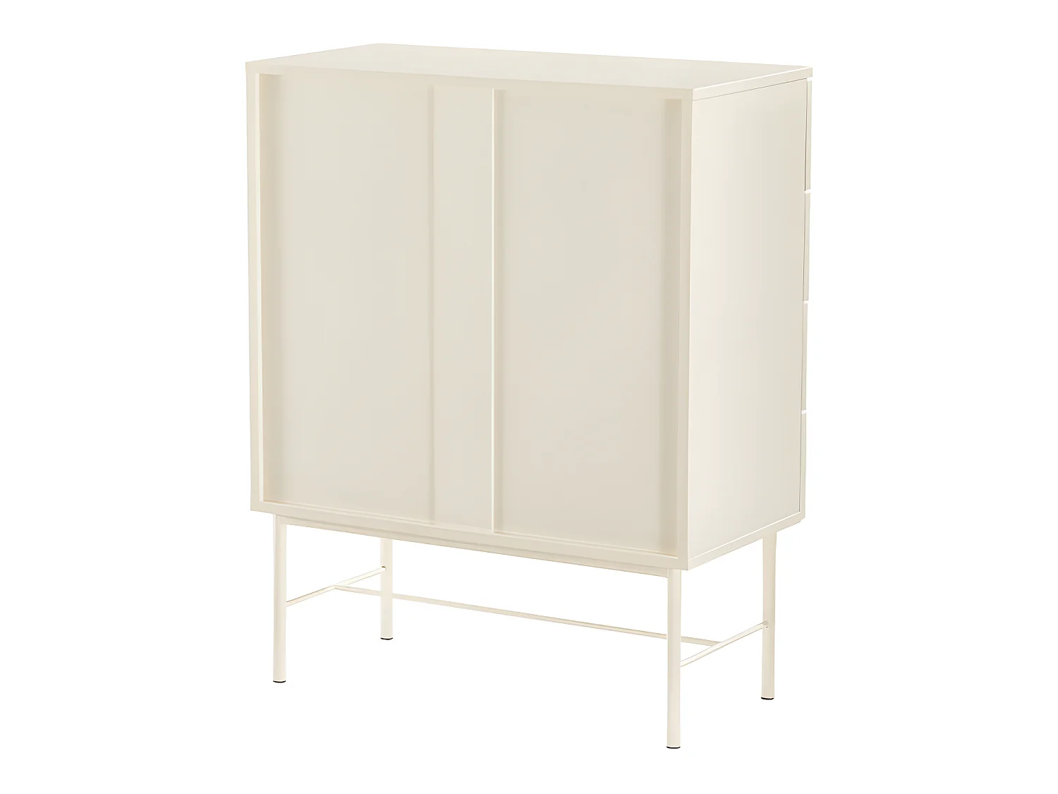 Molly - Commode 4 tiroirs en bois et métal L79cm - Crème