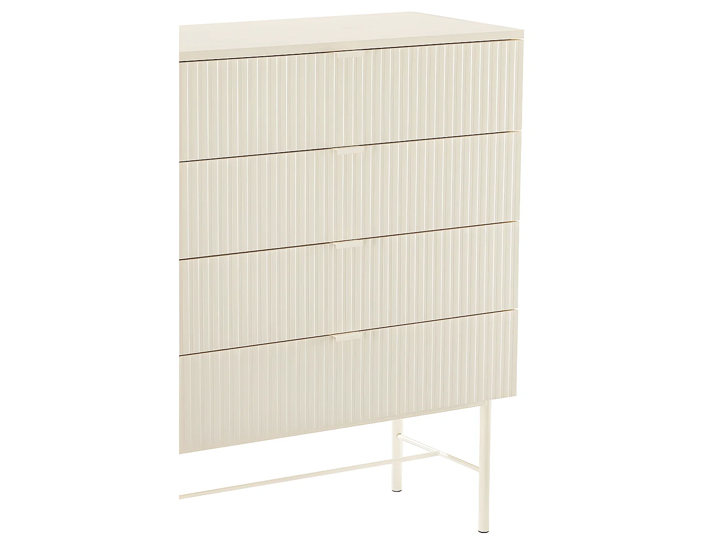 Molly - Commode 4 tiroirs en bois et métal L79cm - Crème