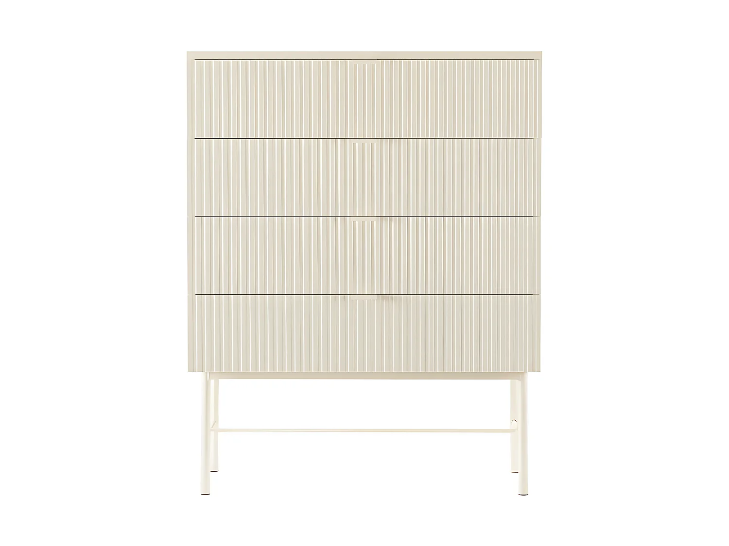 Molly - Commode 4 tiroirs en bois et métal L79cm - Crème