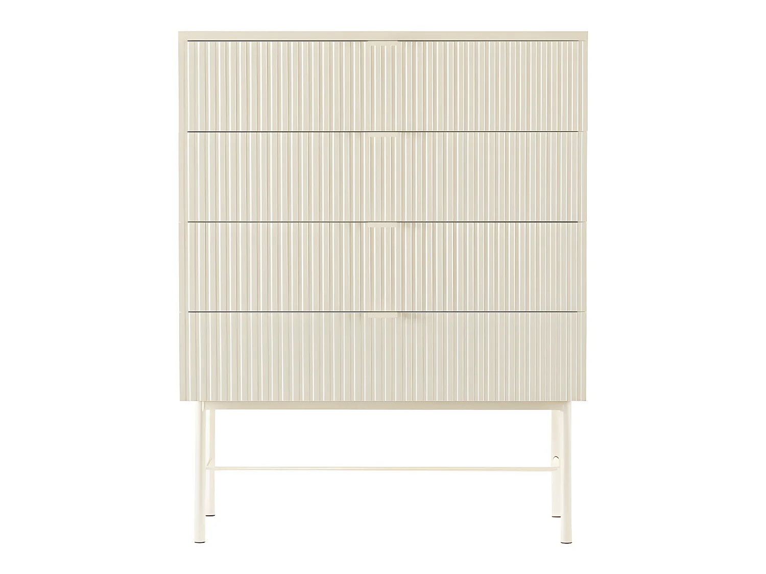 Molly - Commode 4 tiroirs en bois et métal L79cm - Crème