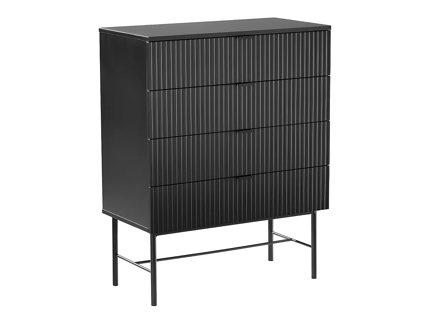 Molly - Commode 4 tiroirs en bois et métal L79cm - Noir