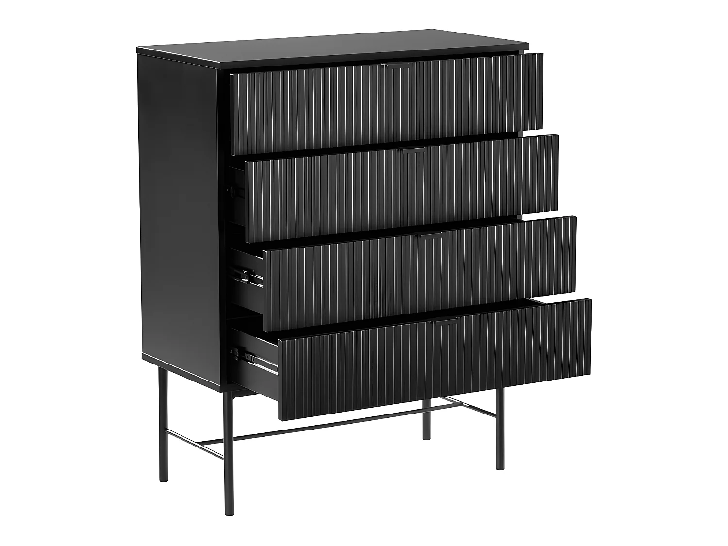 Molly - Commode 4 tiroirs en bois et métal L79cm - Noir