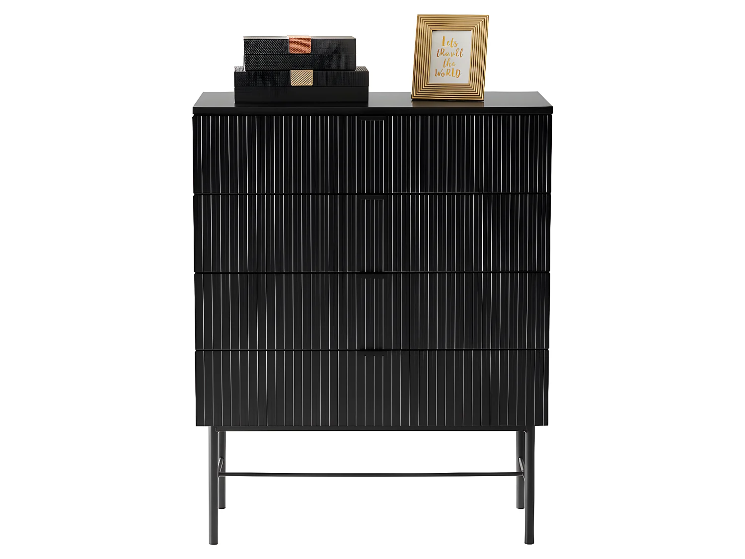 Molly - Commode 4 tiroirs en bois et métal L79cm - Noir