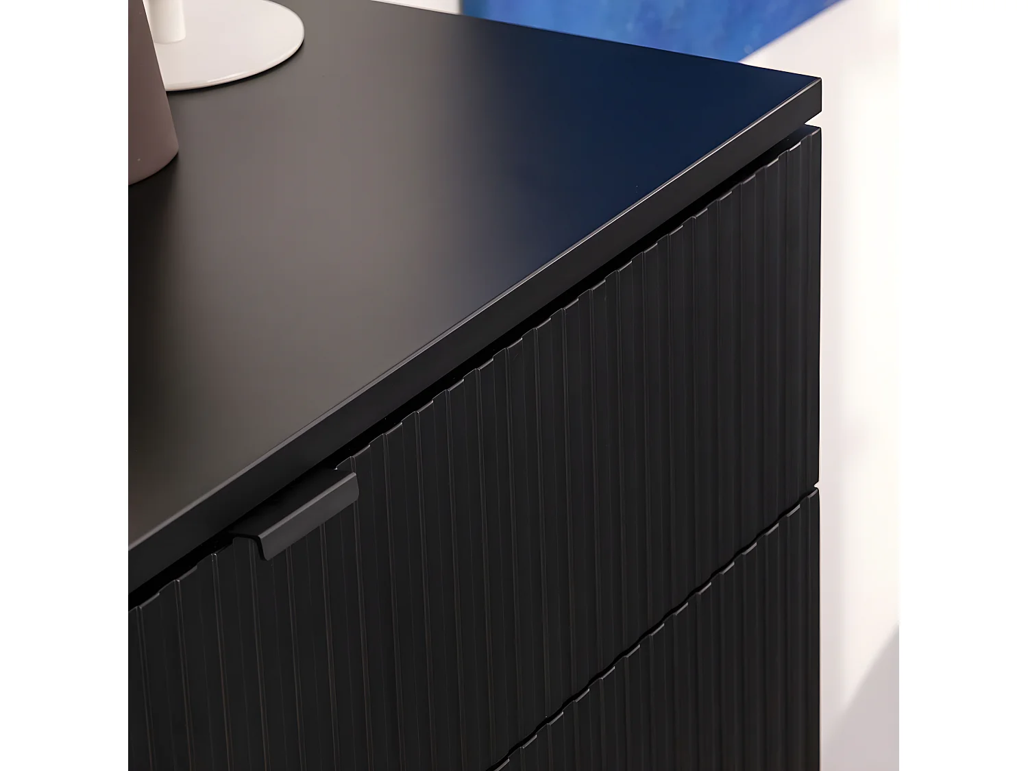 Molly - Commode 4 tiroirs en bois et métal L79cm - Noir