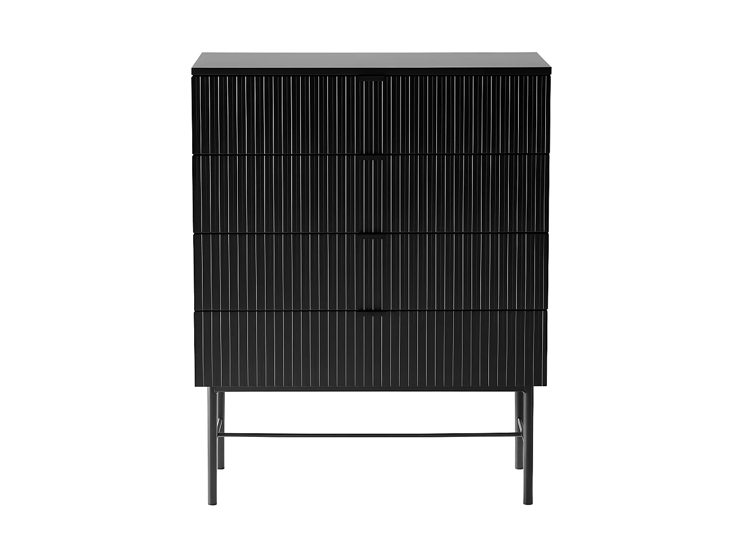 Molly - Commode 4 tiroirs en bois et métal L79cm - Noir