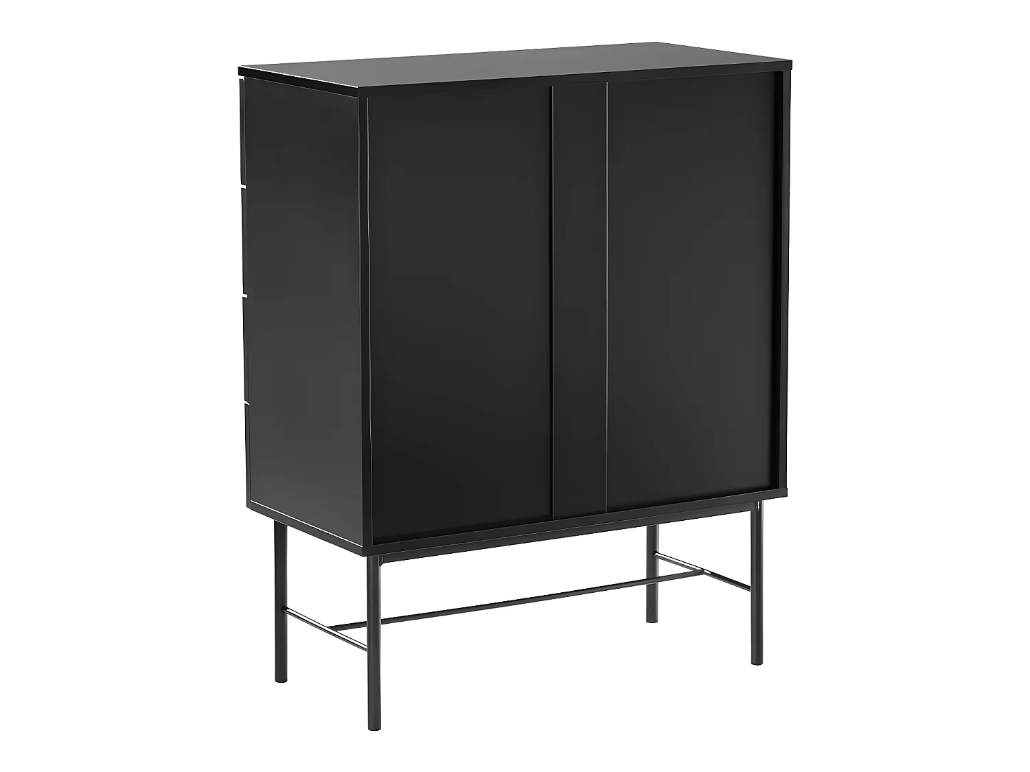 Molly - Commode 4 tiroirs en bois et métal L79cm - Noir