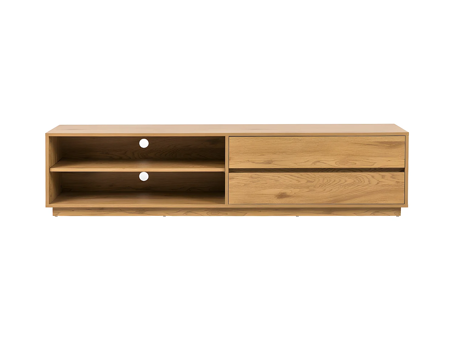 Since - Meuble tv 2 tiroirs, 2 niches en bois L180cm - Bois clair