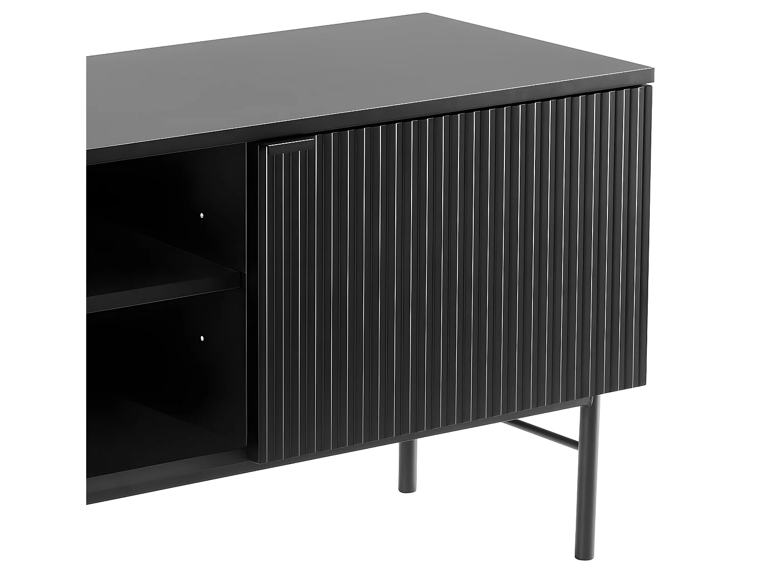 Molly - Meuble tv 2 portes, 2 niches en bois et métal L150cm - Noir