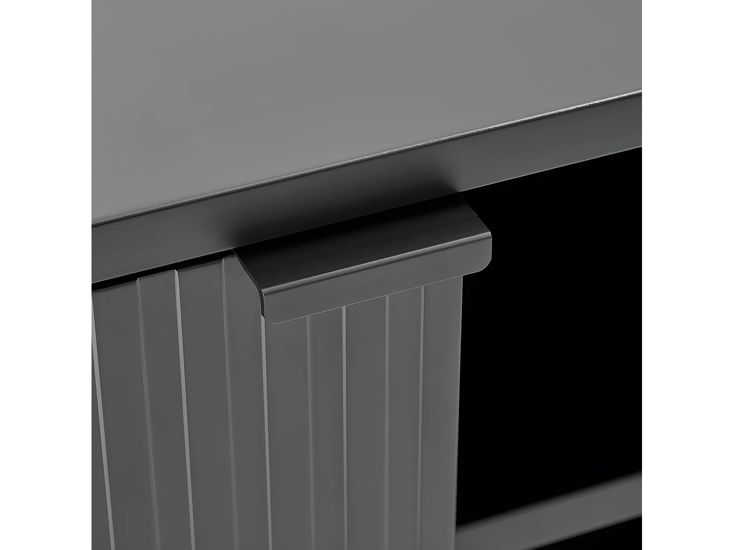 Molly - Meuble tv 2 portes, 2 niches en bois et métal L150cm - Noir