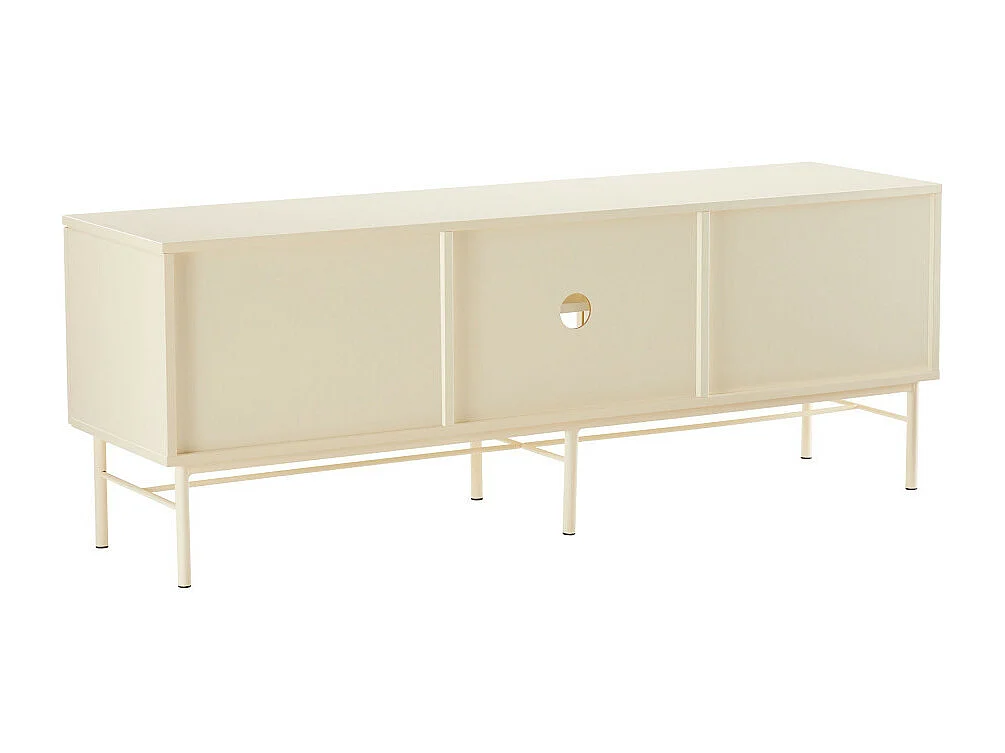 Molly - Meuble tv 2 portes, 2 niches en bois et métal L150cm - Crème
