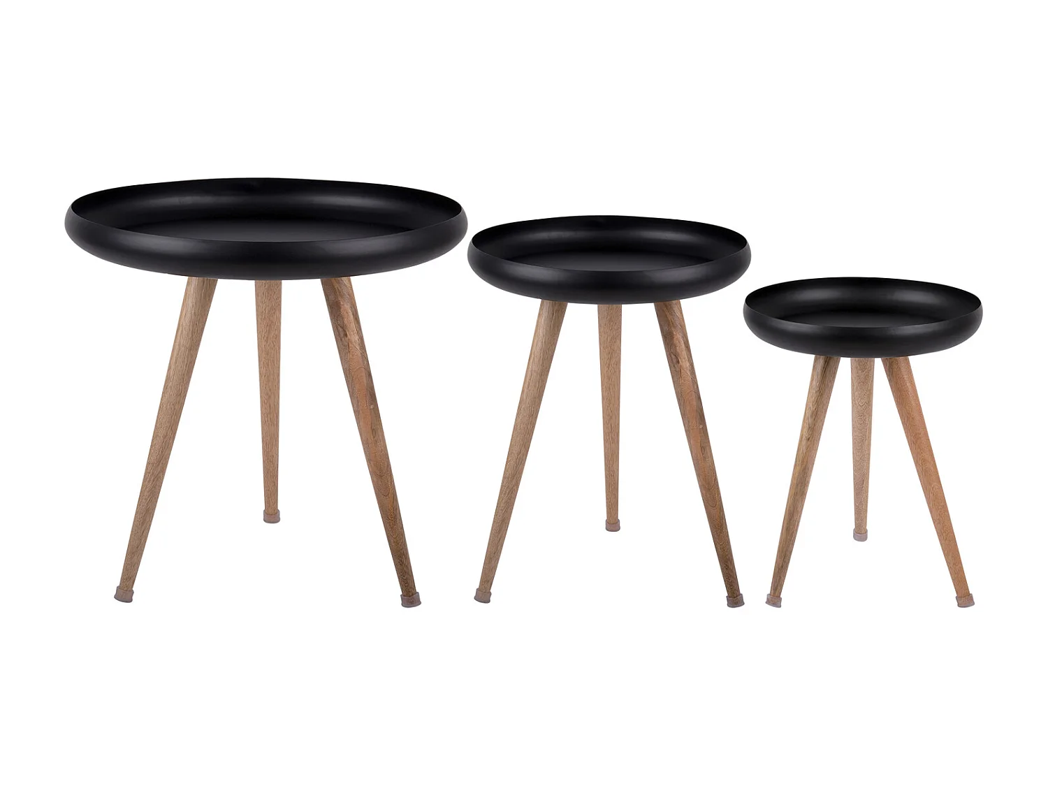 Set de 3 tables d'appoint Mango Wood Noir  Present Time
