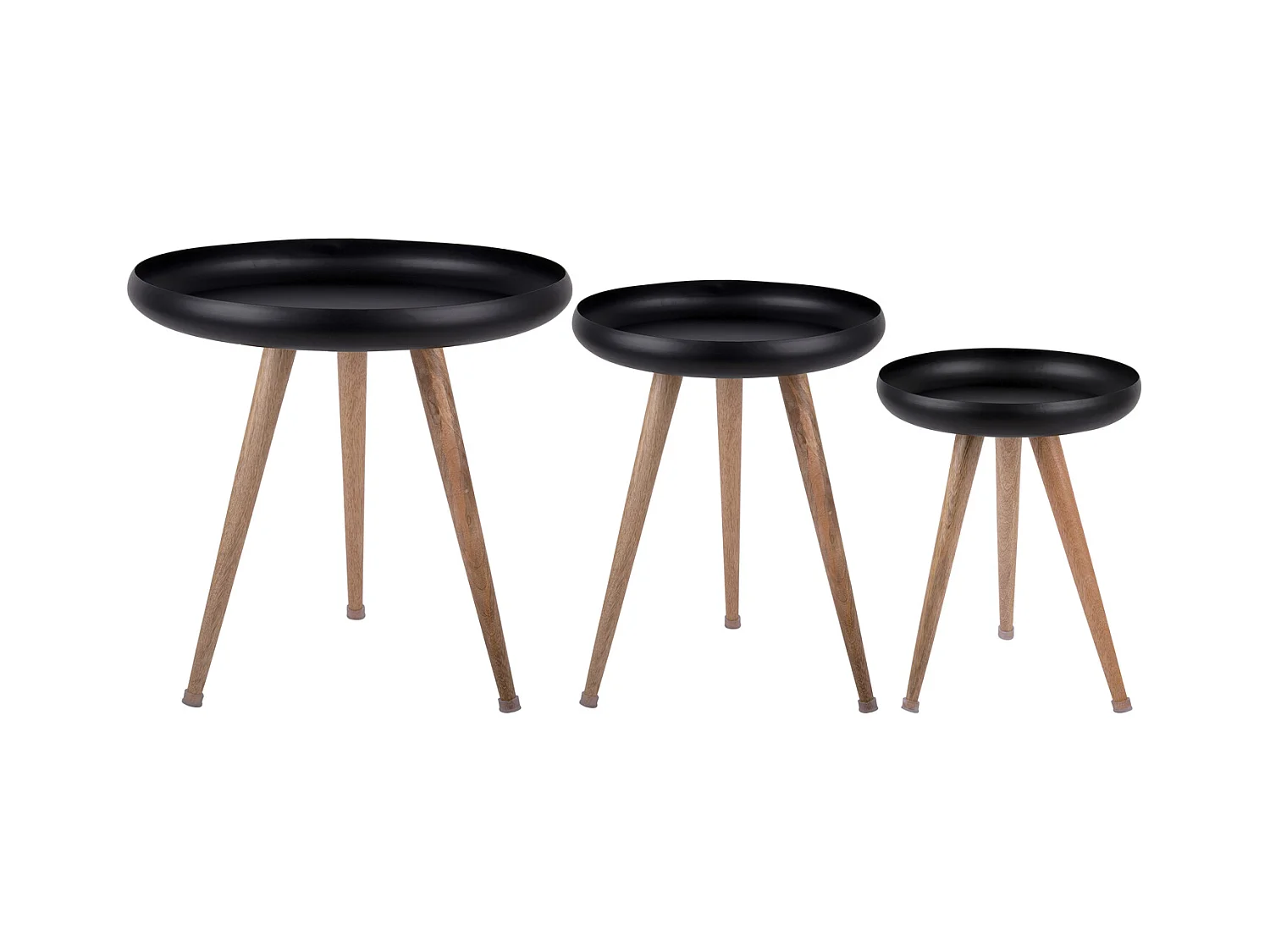 Set de 3 tables d'appoint Mango Wood Noir  Present Time