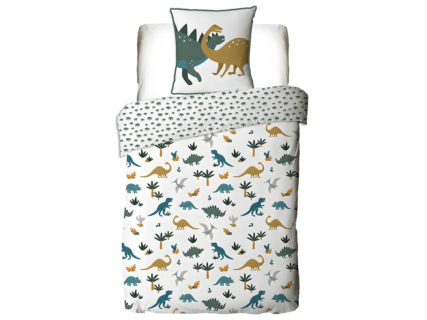 Parure de lit enfant en coton imprimé dinosaure 140x200cm