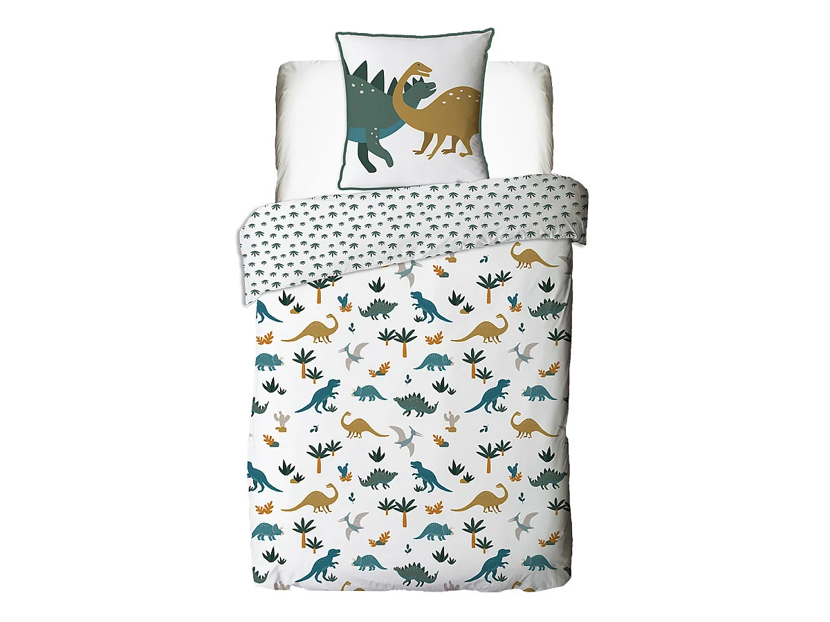 Parure de lit enfant en coton imprimé dinosaure 140x200cm