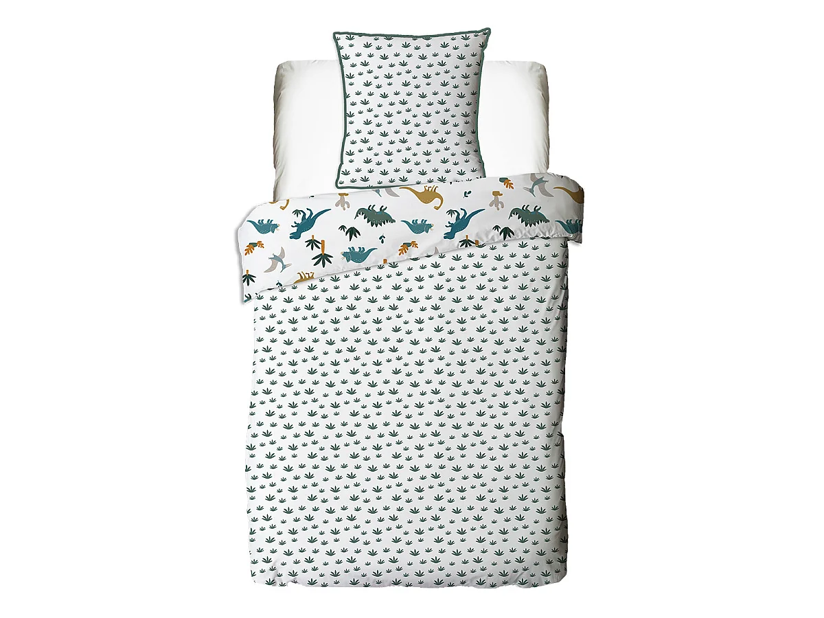 Parure de lit enfant en coton imprimé dinosaure 140x200cm