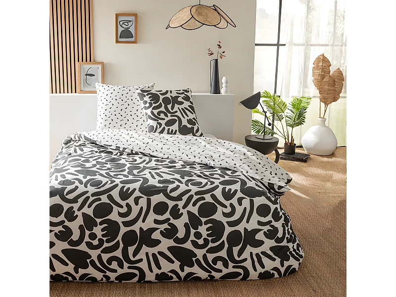 Parure de lit 2 personnes géométrique bicolore 240x220cm