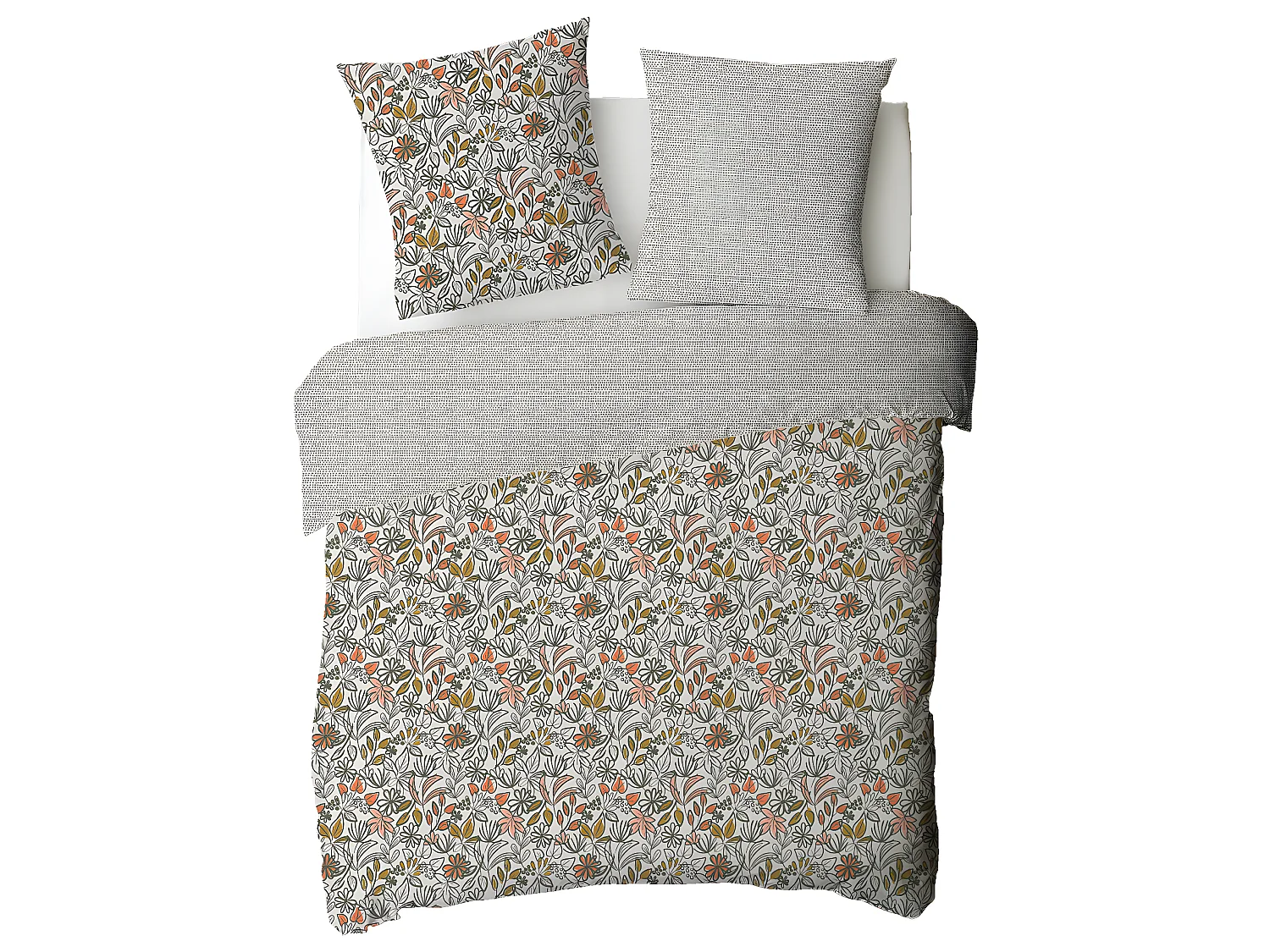 Parure de lit 2 personnes fleurie réversible à pois 260x240cm