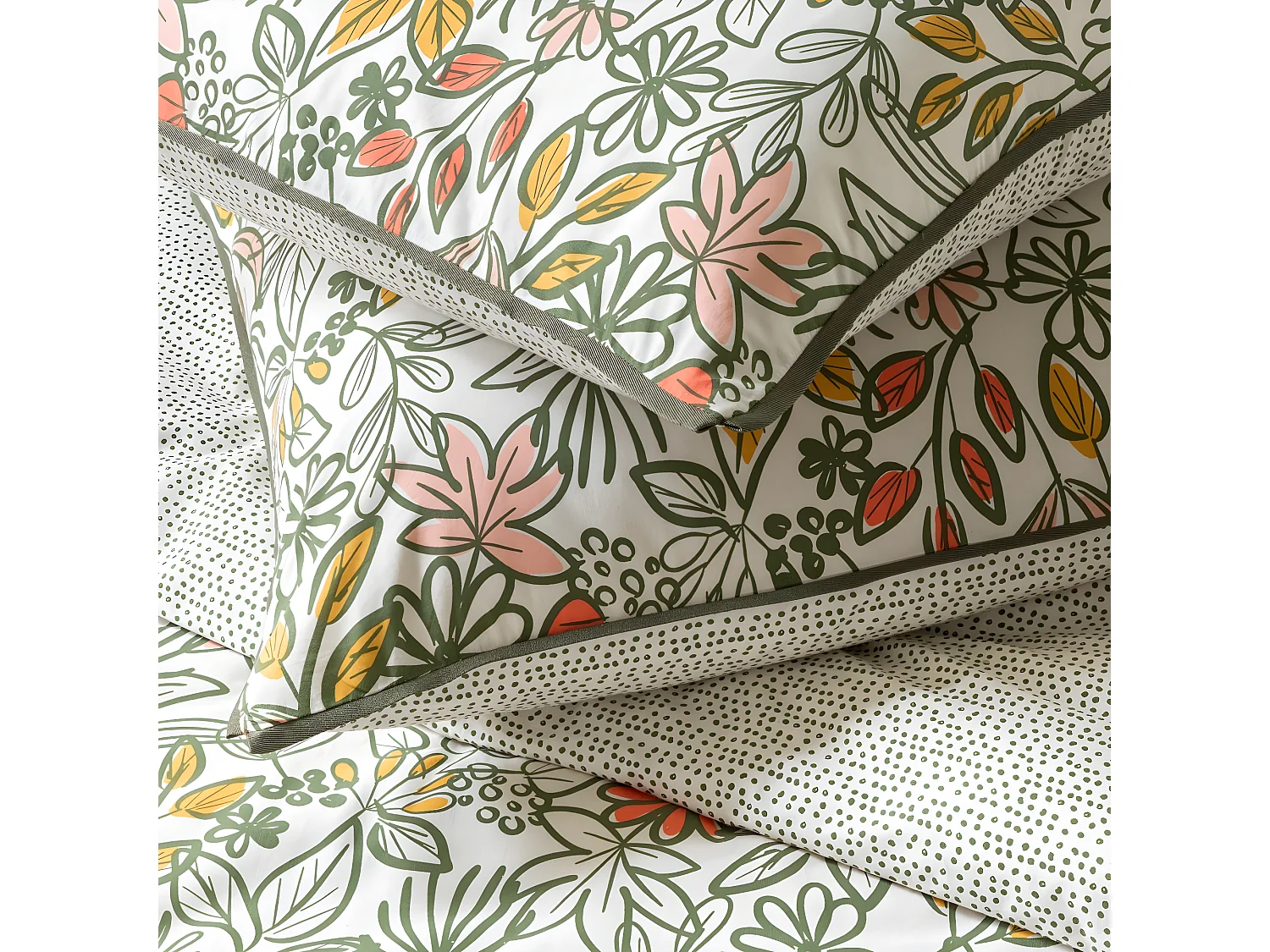 Parure de lit 2 personnes fleurie réversible à pois 260x240cm