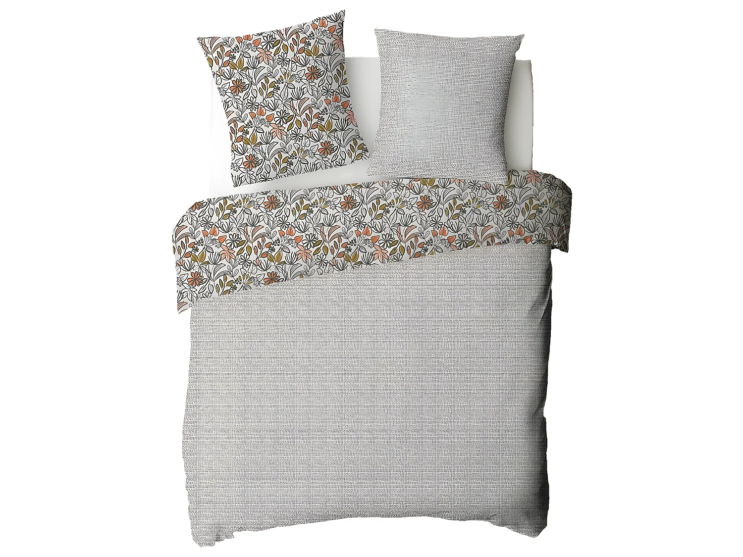 Parure de lit 2 personnes fleurie réversible à pois 260x240cm