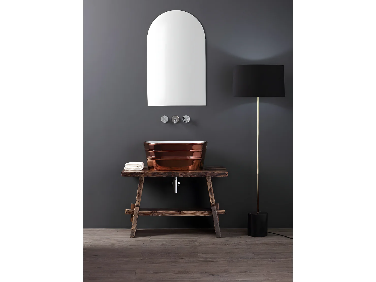 Aufsatzwaschtisch cm 60x40xH25 Tinozza glänzendes Kupfer