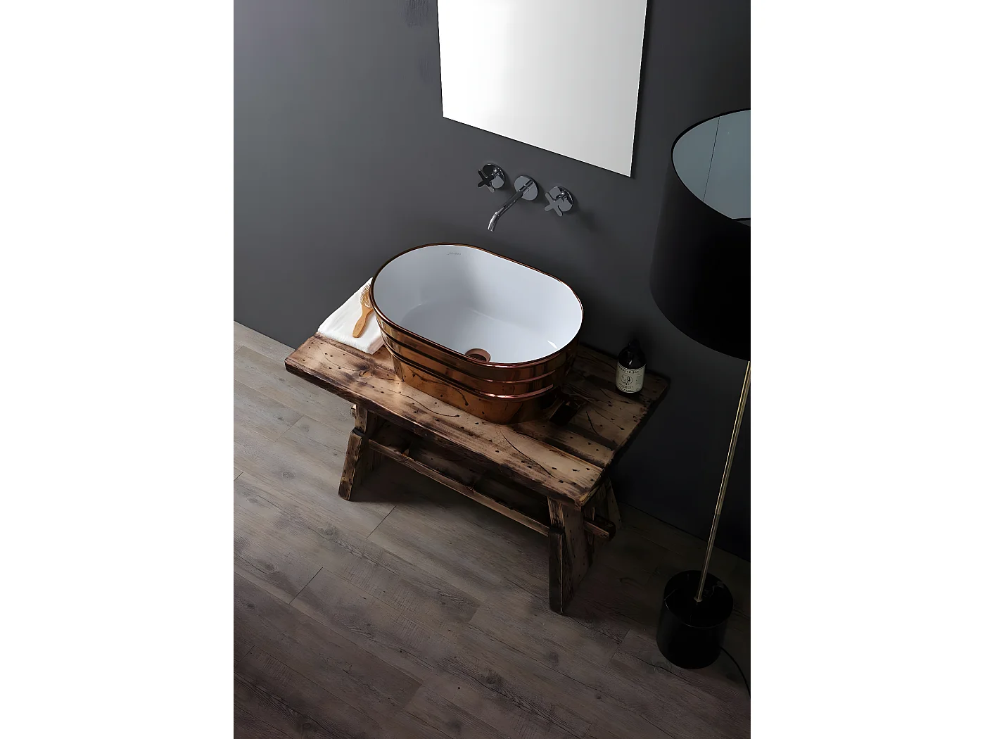 Aufsatzwaschtisch cm 60x40xH25 Tinozza glänzendes Kupfer